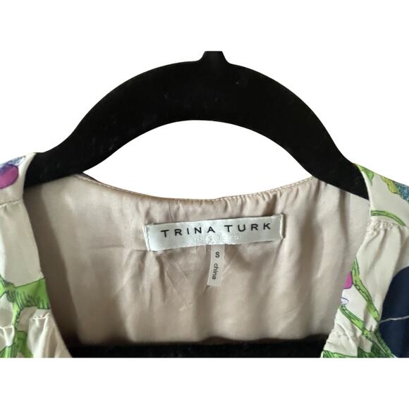 Trina Turk Silvery Floral Tiered Shift Dress Small - Picture 3 of 14